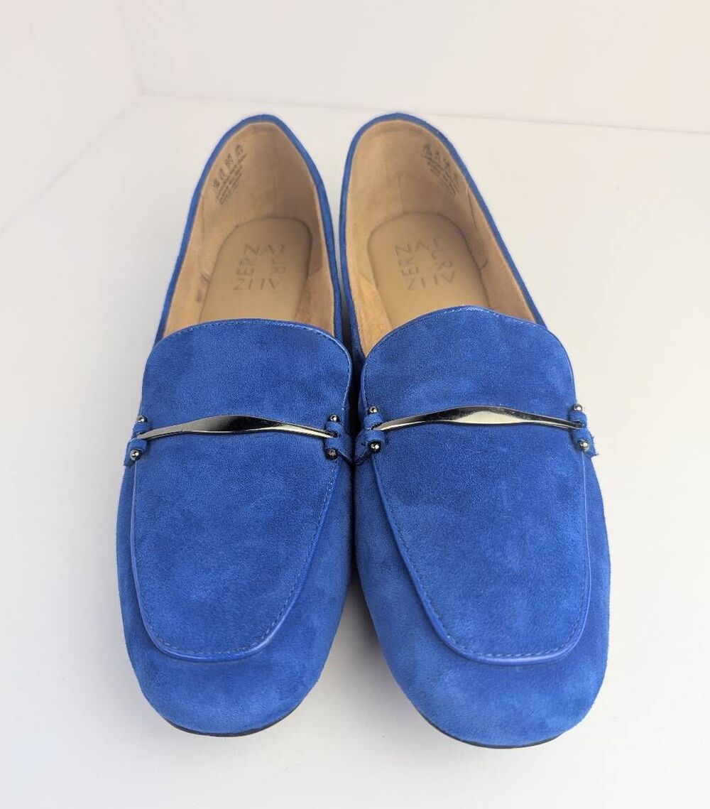 Naturalizer Emiline Cobalt blue suede metal bar horsebit loafers flats womens 7 - Picture 6 of 9